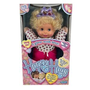 Vintage 1998 Playmates Happy Hugs Doll Hug Me I Glow Giggles Talks 14 Inch NOS